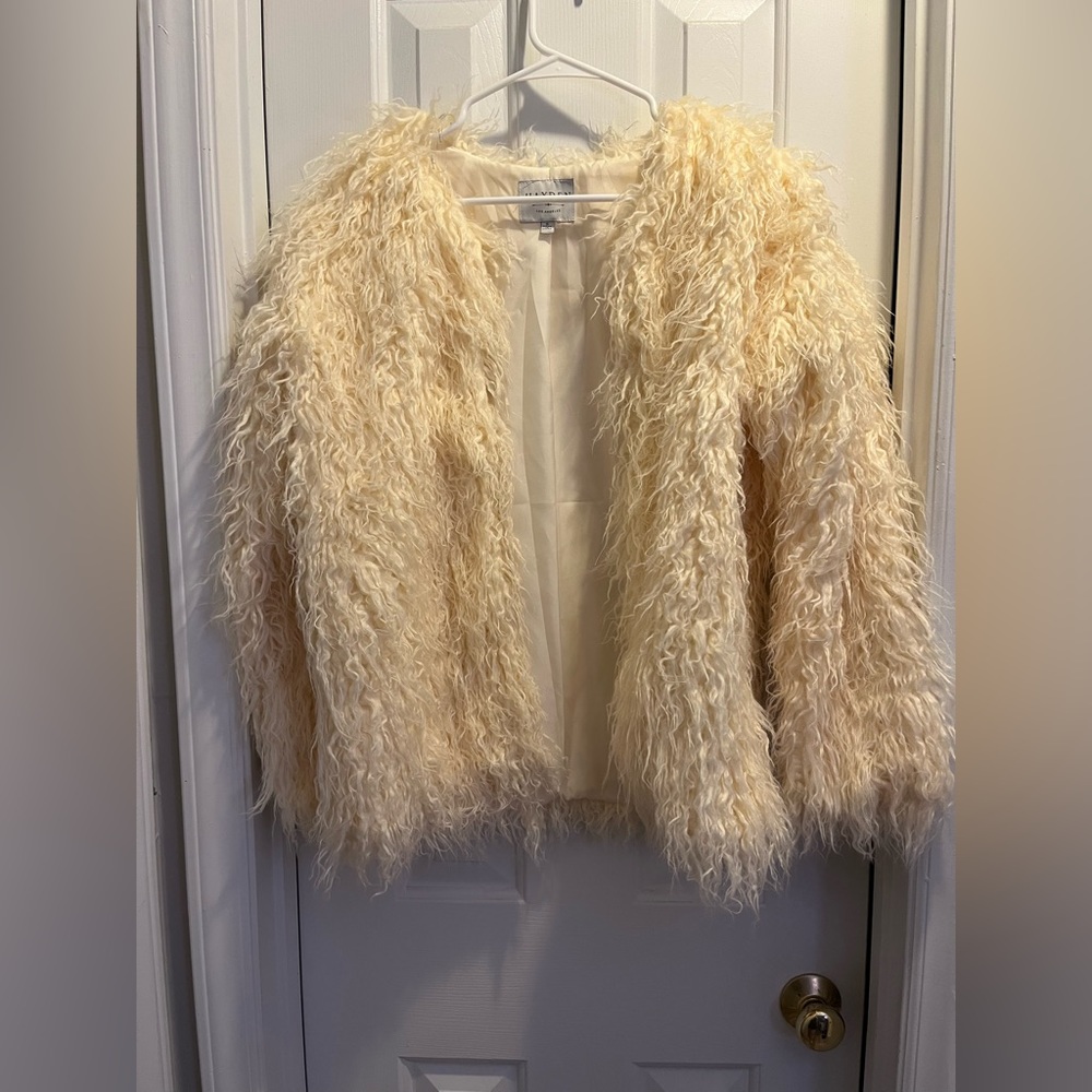 Hayden cream color shag coat, size small